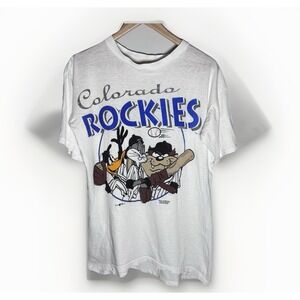 VTG '93 Colorado Rockies Looney Tunes TAZ Bugs Bunny Daffy‎ Duck THIN T-Shirt
